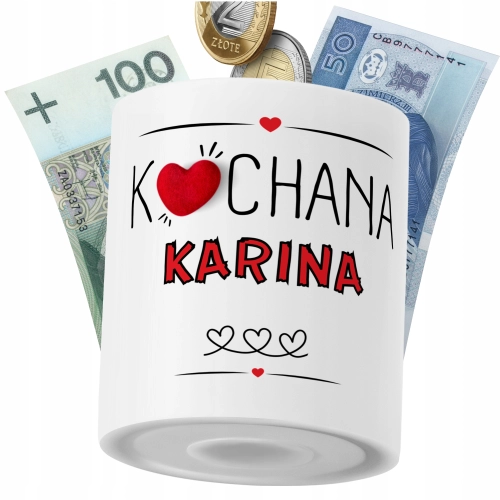 Skarbonka Dla Kariny Córki Dziecka z Nadrukiem ze Zdjęciem