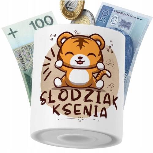 Skarbonka Dla Ksenii Córki Dziecka z Nadrukiem ze Zdjęciem