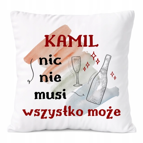 Poduszka Dla Kamila na Prezent z Nadrukiem ze Zdjęciem Biała PoliDraw
