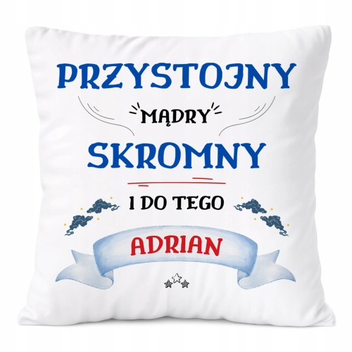 Poduszka Dla Adriana na Prezent z Nadrukiem ze Zdjęciem Biała PoliDraw