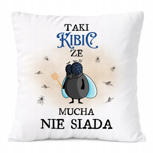 Poduszka Dla Kibica na Prezent z Nadrukiem ze Zdjęciem Biała PoliDraw