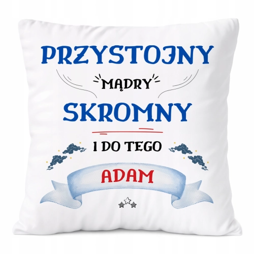 Poduszka Dla Adama na Prezent z Nadrukiem ze Zdjęciem Biała PoliDraw