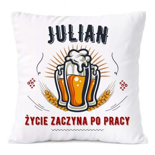 Poduszka Dla Juliana na Prezent z Nadrukiem ze Zdjęciem Biała PoliDraw