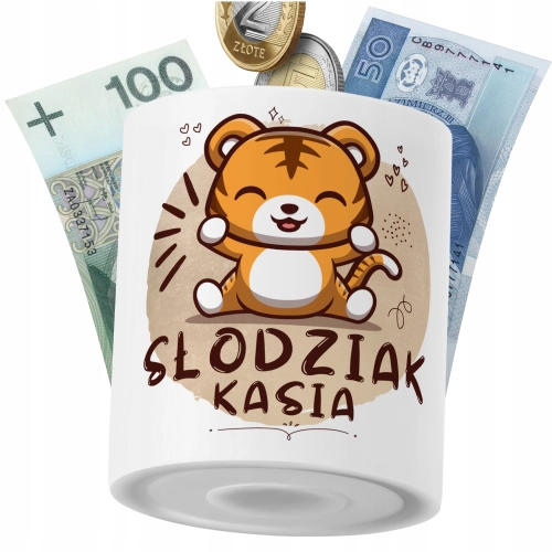 Skarbonka Dla Kasi Córki Dziecka z Nadrukiem ze Zdjęciem