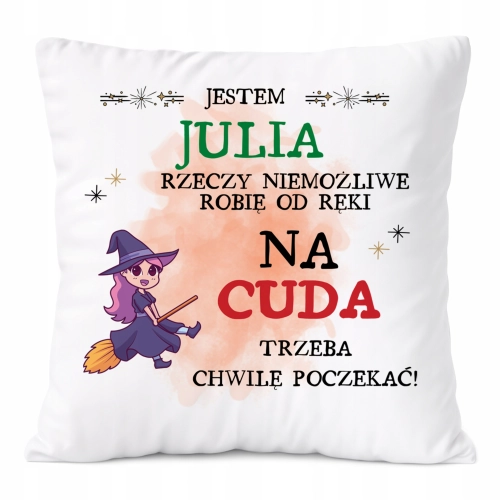Poduszka Dla Juli na Prezent z Nadrukiem ze Zdjęciem Biała PoliDraw