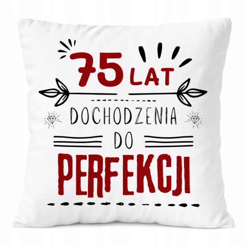 Poduszka Urodziny75 na Prezent z Nadrukiem ze Zdjęciem Biała PoliDraw