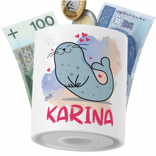Skarbonka Dla Kariny Córki Dziecka z Nadrukiem ze Zdjęciem