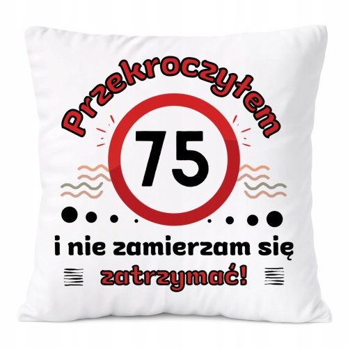 Poduszka Urodziny75 na Prezent z Nadrukiem ze Zdjęciem Biała PoliDraw