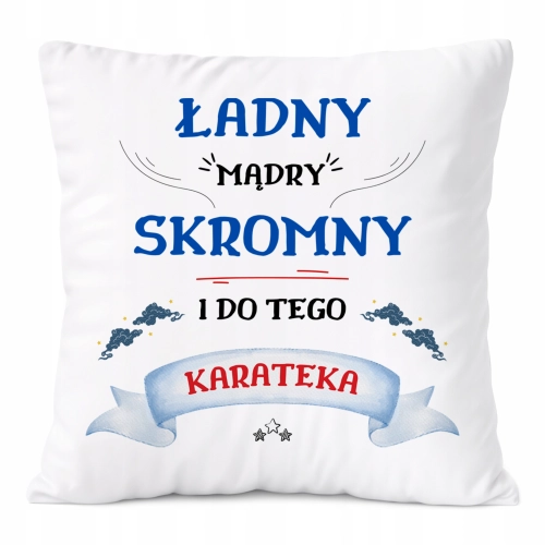Poduszka Dla Karateki na Prezent z Nadrukiem ze Zdjęciem Biała PoliDraw