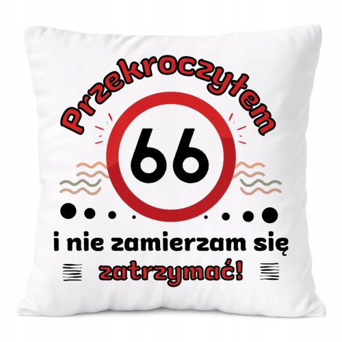 Poduszka Urodziny66 na Prezent z Nadrukiem ze Zdjęciem Biała PoliDraw