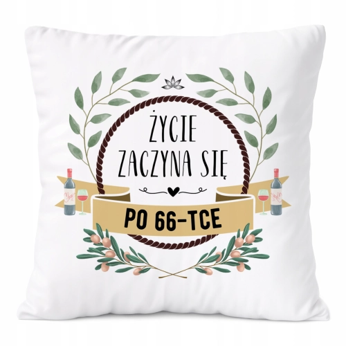 Poduszka Urodziny66 na Prezent z Nadrukiem ze Zdjęciem Biała PoliDraw