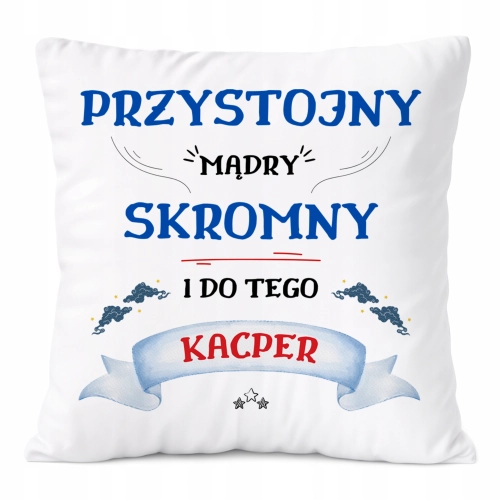 Poduszka Dla Kacpra na Prezent z Nadrukiem ze Zdjęciem Biała PoliDraw