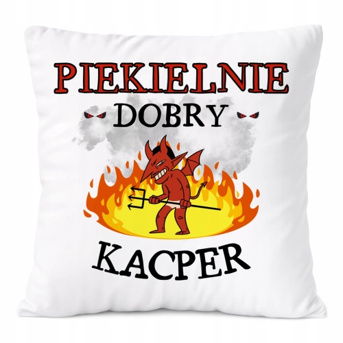 Poduszka Dla Kacpra na Prezent z Nadrukiem ze Zdjęciem Biała PoliDraw
