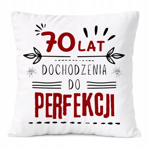 Poduszka Urodziny70 na Prezent z Nadrukiem ze Zdjęciem Biała PoliDraw