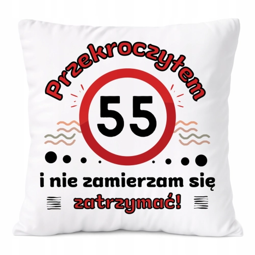 Poduszka Urodziny55 na Prezent z Nadrukiem ze Zdjęciem Biała PoliDraw