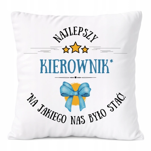 Poduszka Dla Kierownika na Prezent z Nadrukiem ze Zdjęciem Biała PoliDraw