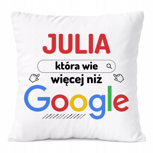 Poduszka Dla Juli na Prezent z Nadrukiem ze Zdjęciem Biała PoliDraw