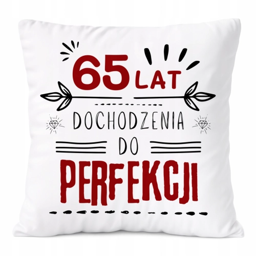 Poduszka Urodziny65 na Prezent z Nadrukiem ze Zdjęciem Biała PoliDraw