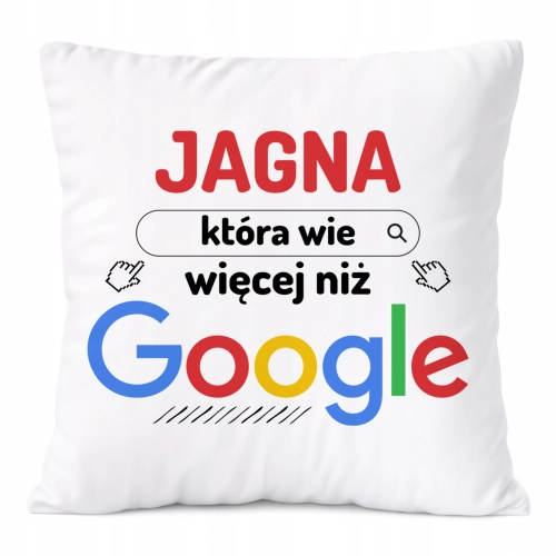 Poduszka Dla Jagny na Prezent z Nadrukiem ze Zdjęciem Biała PoliDraw