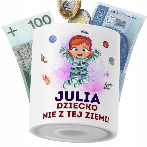 Skarbonka Dla Juli Córki Dziecka z Nadrukiem ze Zdjęciem