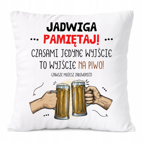 Poduszka Dla Jadwigi na Prezent z Nadrukiem ze Zdjęciem Biała PoliDraw