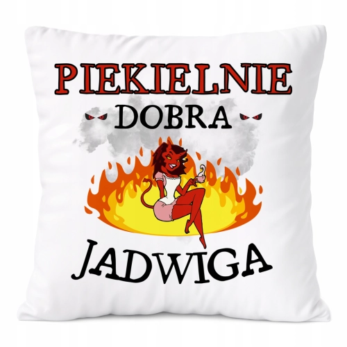 Poduszka Dla Jadwigi na Prezent z Nadrukiem ze Zdjęciem Biała PoliDraw