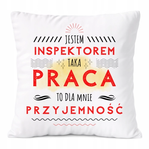 Poduszka Dla Inspektora na Prezent z Nadrukiem ze Zdjęciem Biała PoliDraw