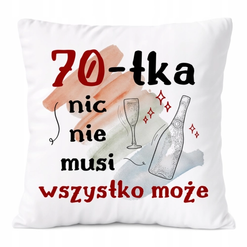 Poduszka Urodziny70 na Prezent z Nadrukiem ze Zdjęciem Biała PoliDraw
