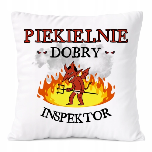 Poduszka Dla Inspektora na Prezent z Nadrukiem ze Zdjęciem Biała PoliDraw