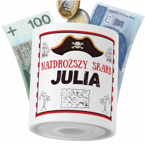 Skarbonka Dla Juli Córki Dziecka z Nadrukiem ze Zdjęciem