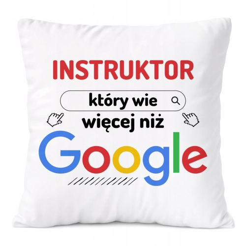 Poduszka Dla Instruktora na Prezent z Nadrukiem ze Zdjęciem Biała PoliDraw