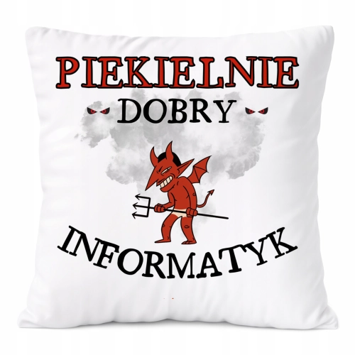 Poduszka Dla Informatyka na Prezent z Nadrukiem ze Zdjęciem Biała PoliDraw