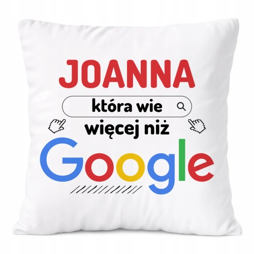Poduszka Dla Joanny na Prezent z Nadrukiem ze Zdjęciem Biała PoliDraw