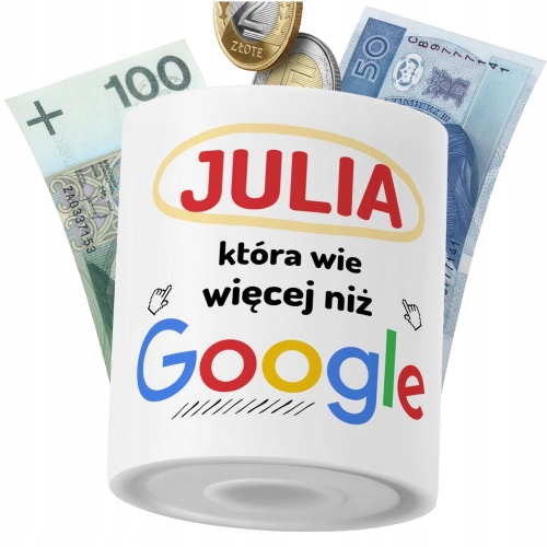 Skarbonka Dla Juli Córki Dziecka z Nadrukiem ze Zdjęciem
