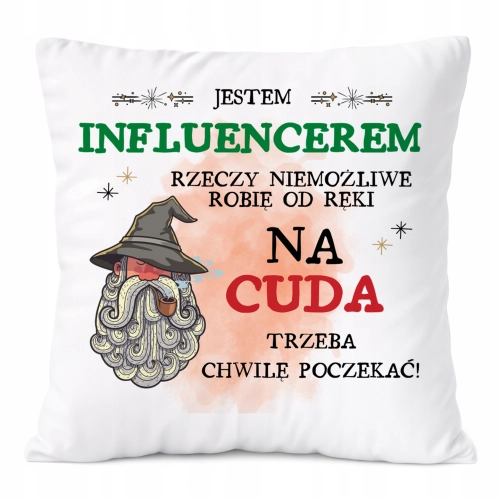 Poduszka Dla Influencera na Prezent z Nadrukiem ze Zdjęciem Biała PoliDraw