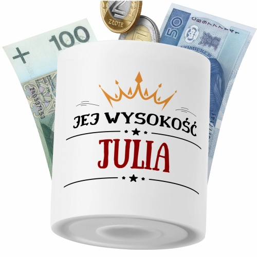 Skarbonka Dla Juli Córki Dziecka z Nadrukiem ze Zdjęciem