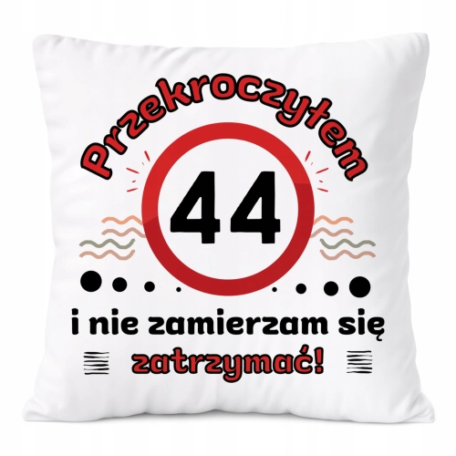 Poduszka Urodziny44 na Prezent z Nadrukiem ze Zdjęciem Biała PoliDraw