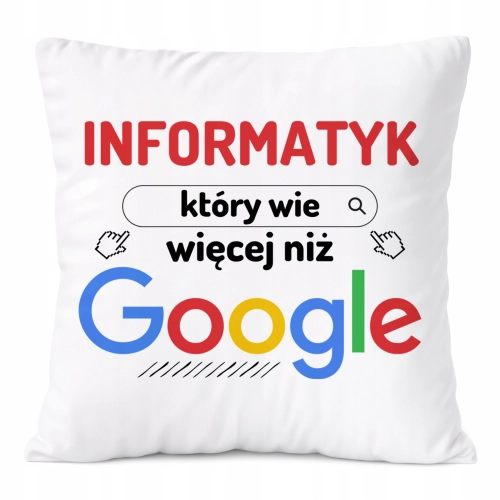 Poduszka Dla Informatyka na Prezent z Nadrukiem ze Zdjęciem Biała PoliDraw