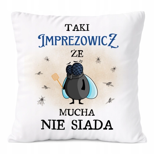 Poduszka Dla Imprezowicza na Prezent z Nadrukiem ze Zdjęciem Biała PoliDraw