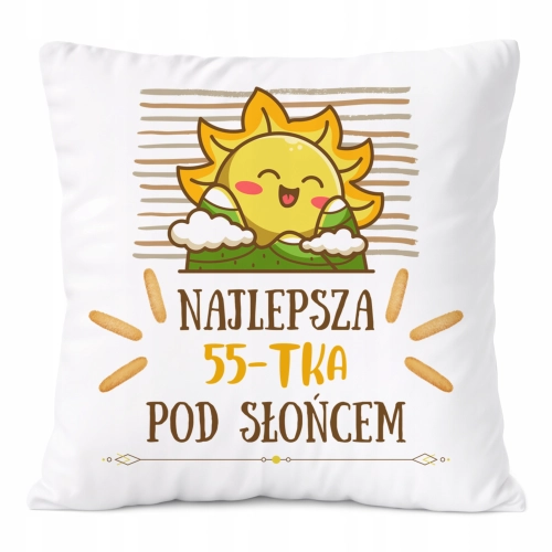 Poduszka Urodziny55 na Prezent z Nadrukiem ze Zdjęciem Biała PoliDraw