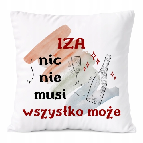 Poduszka Dla Izy na Prezent z Nadrukiem ze Zdjęciem Biała PoliDraw