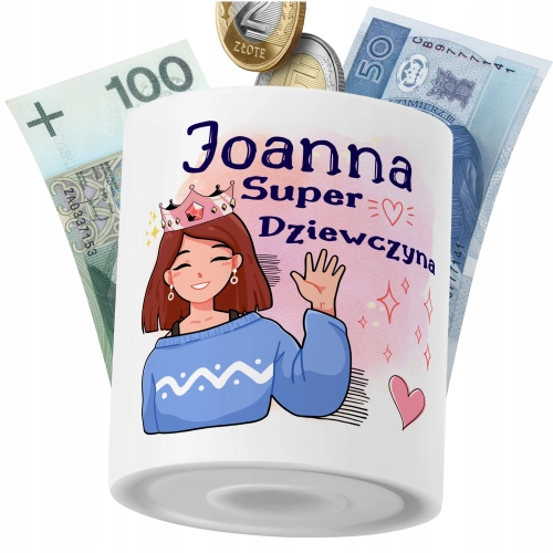 Skarbonka Dla Joanny Córki Dziecka z Nadrukiem ze Zdjęciem