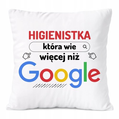 Poduszka Dla Higienistki na Prezent z Nadrukiem ze Zdjęciem Biała PoliDraw