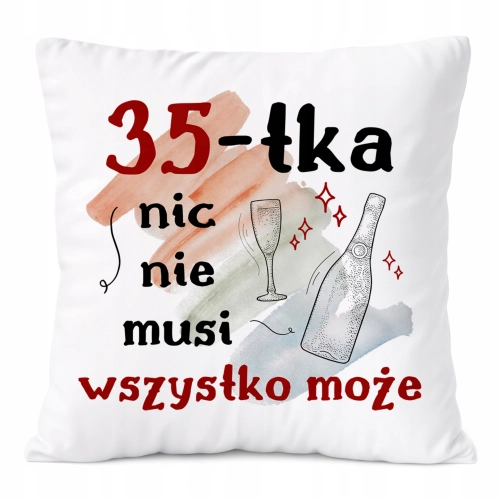 Poduszka Urodziny35 na Prezent z Nadrukiem ze Zdjęciem Biała PoliDraw