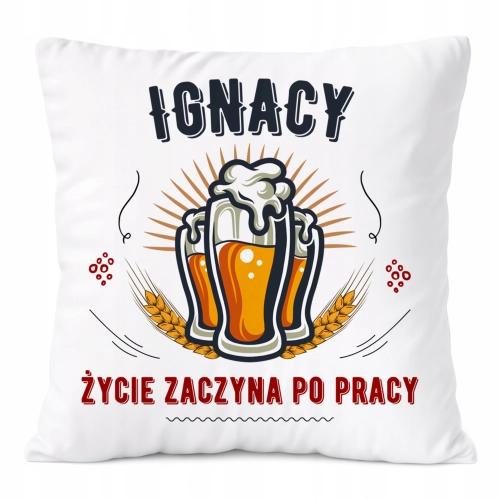 Poduszka Dla Ignacego na Prezent z Nadrukiem ze Zdjęciem Biała PoliDraw