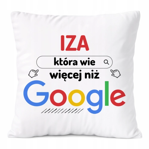 Poduszka Dla Izy na Prezent z Nadrukiem ze Zdjęciem Biała PoliDraw