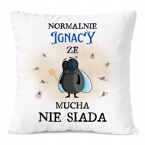 Poduszka Dla Ignacego na Prezent z Nadrukiem ze Zdjęciem Biała PoliDraw