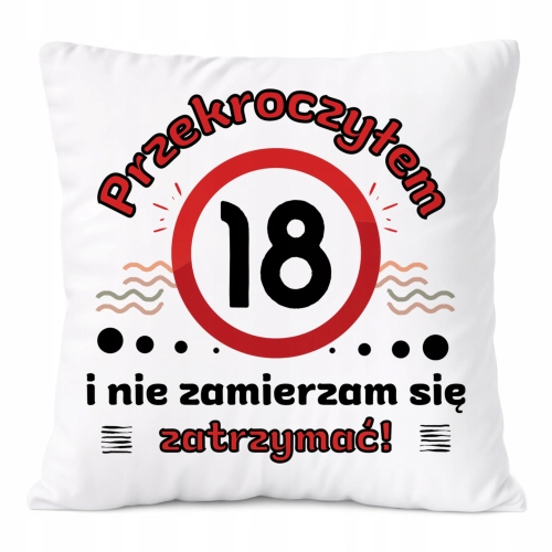 Poduszka Urodziny18 na Prezent z Nadrukiem ze Zdjęciem Biała PoliDraw