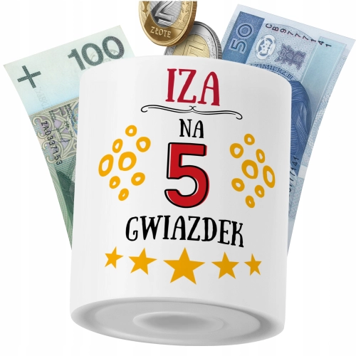Skarbonka Dla Izy Córki Dziecka z Nadrukiem ze Zdjęciem