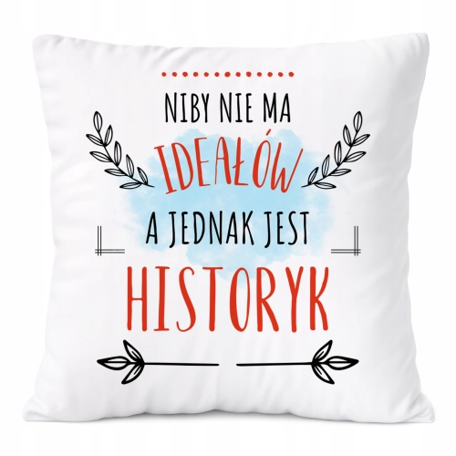 Poduszka Dla Historyka na Prezent z Nadrukiem ze Zdjęciem Biała PoliDraw